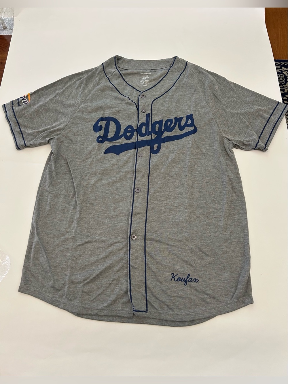 Dodgers Sandy Koufax Gray & Navy Baseball Jersey